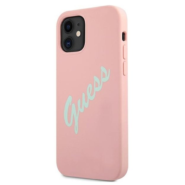 Guess GUHCP12SLSVSPG iPhone 12 mini 5.4&quot  rose green/green pink hardcase Silicone Vintage 1