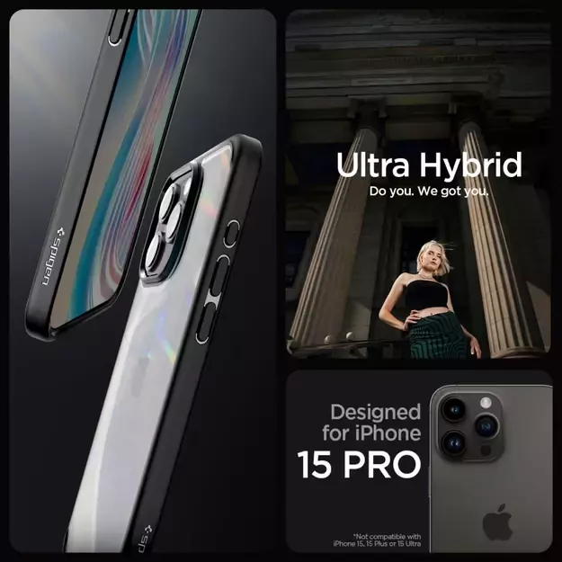 Spigen Ultra Hybrid iPhone 15 Pro Case - Matte Black 23