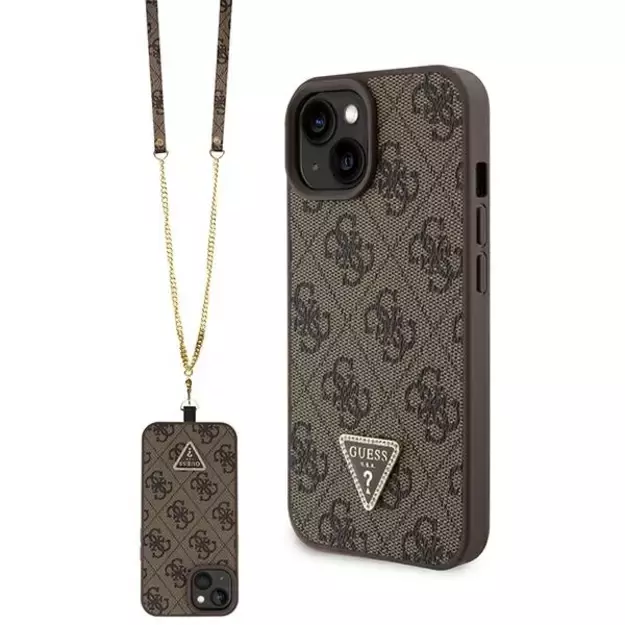 Guess GUHCP15SP4TDSCPW iPhone 15 6.1&quot  brown/brown hardcase Crossbody 4G Metal Logo
