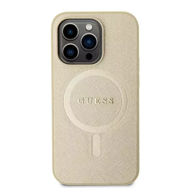 Guess GUHMP15XPSAHMCB iPhone 15 Pro Max 6.7&quot  gold/gold hardcase Saffiano MagSafe 2