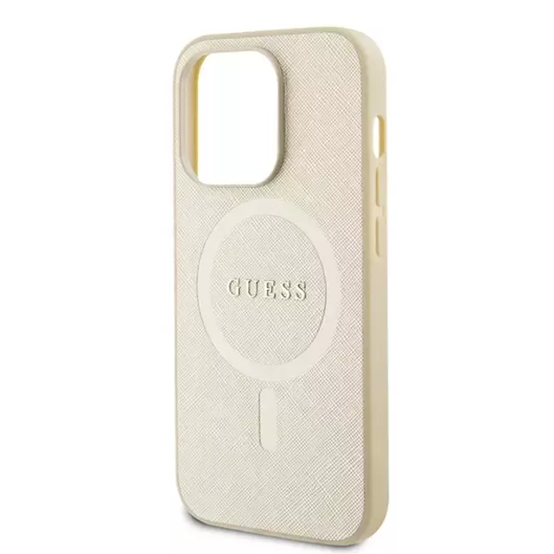 Guess GUHMP15XPSAHMCB iPhone 15 Pro Max 6.7&quot  gold/gold hardcase Saffiano MagSafe 5