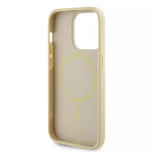 Guess GUHMP15XPSAHMCB iPhone 15 Pro Max 6.7&quot  gold/gold hardcase Saffiano MagSafe 6