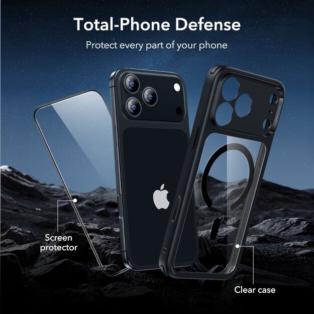 ESR Classic Hybrid MagSafe + Tempered Glass Set for iPhone 17 Pro - Clear Black 3