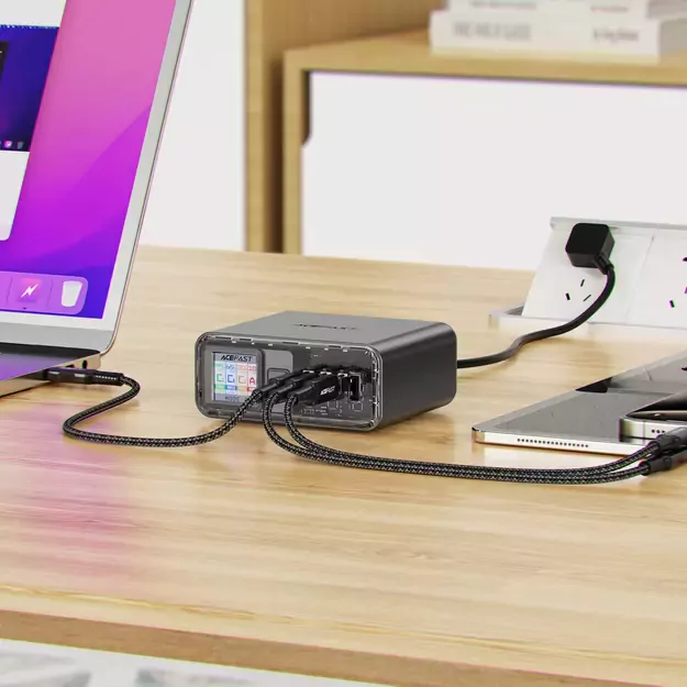 Acefast Z4 PD 218W GaN 3 x USB-C + USB-A Multifunction Adapter with 4 Ports - Gray 8