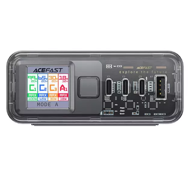 Acefast Z4 PD 218W GaN 3 x USB-C + USB-A Multifunction Adapter with 4 Ports - Gray 3