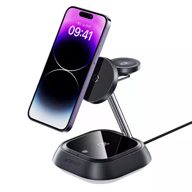 3in1 Acefast E16 15W inductive charging station for phone / headphones / watch - black 1