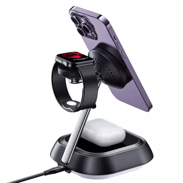3in1 Acefast E16 15W inductive charging station for phone / headphones / watch - black 5