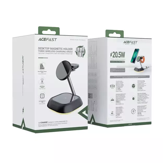3in1 Acefast E16 15W inductive charging station for phone / headphones / watch - black 4