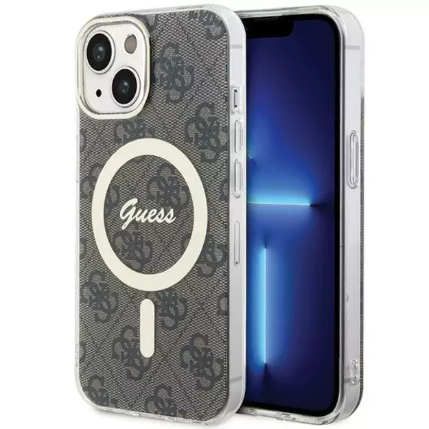 Guess IML 4G MagSafe iPhone 15 Plus Case - Brown