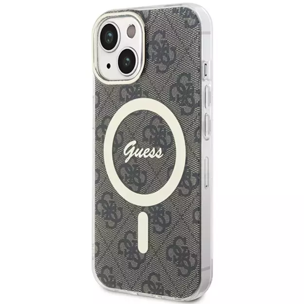 Guess IML 4G MagSafe iPhone 15 Plus Case - Brown 1