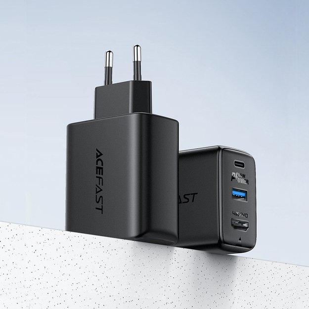 Acefast 2in1 charger GaN 65W USB Type C / USB, adapter adapter HDMI 4K @ 60Hz (set with cable) white (A17 white) 12