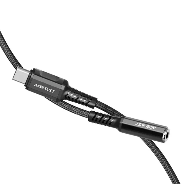 Acefast audio cable USB Type C - 3.5mm mini jack (female) 18cm, DAC, AUX black (C1-07 black) 2