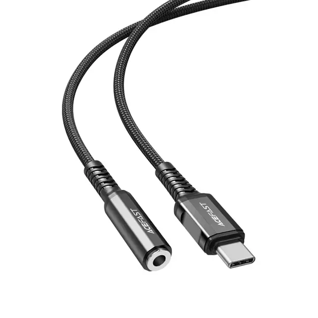 Acefast audio cable USB Type C - 3.5mm mini jack (female) 18cm, DAC, AUX black (C1-07 black) 1