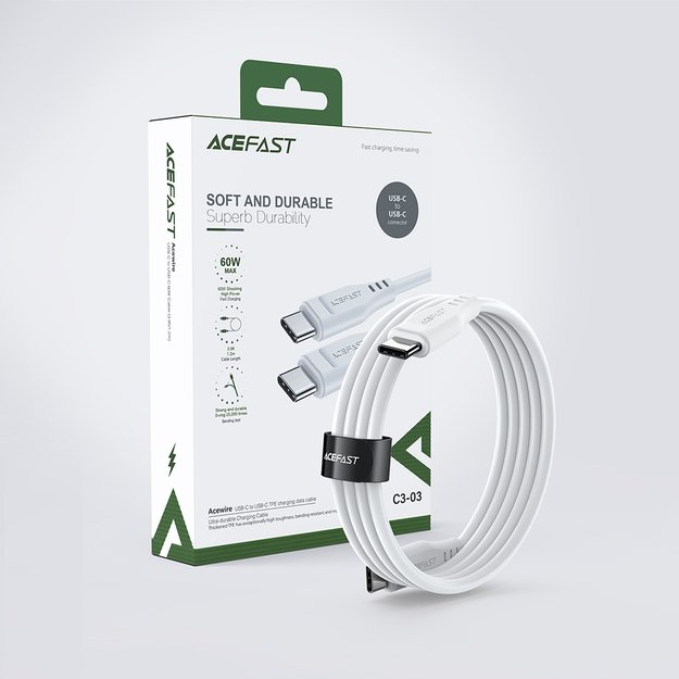 Acefast C3-03 USB-C - USB-C PD QC cable 60W 3A 480Mb/s 1.2m - white 23