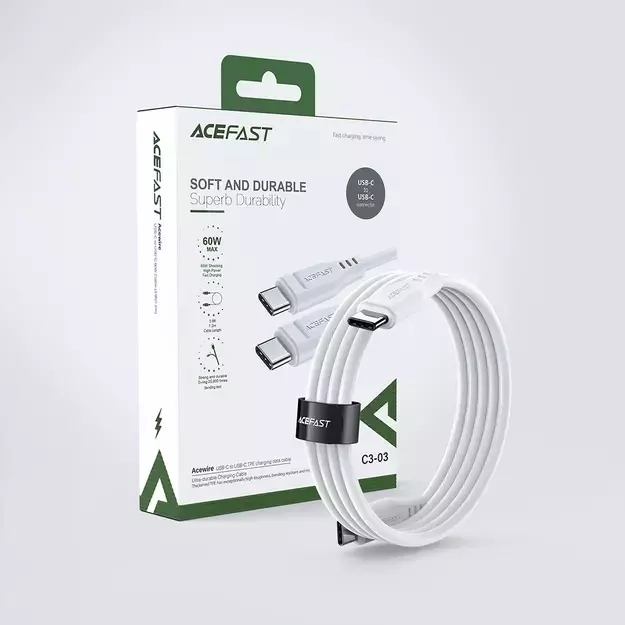 Acefast C3-03 USB-C - USB-C PD QC cable 60W 3A 480Mb/s 1.2m - white 11