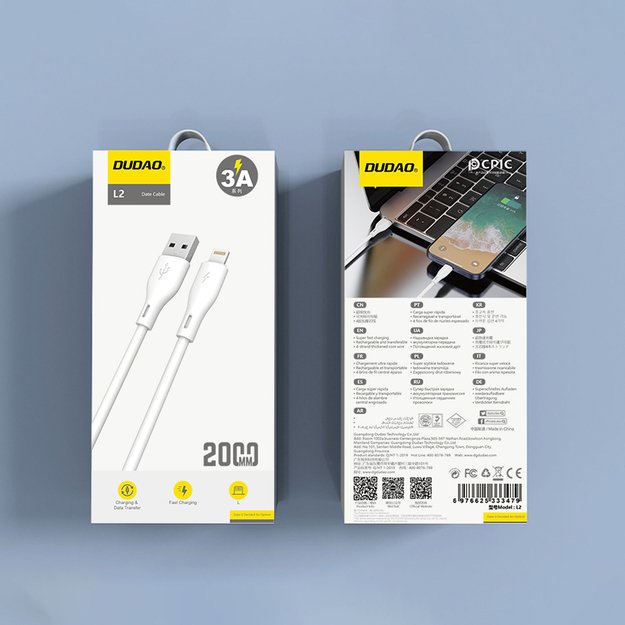 Dudao L2L USB-A / Lightning 3A Cable 2m - White 9