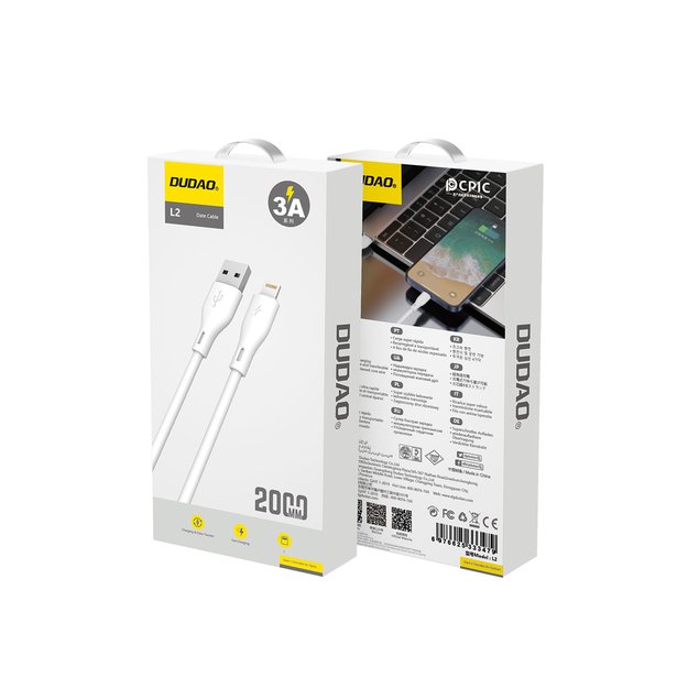 Dudao L2L USB-A / Lightning 3A Cable 2m - White 4