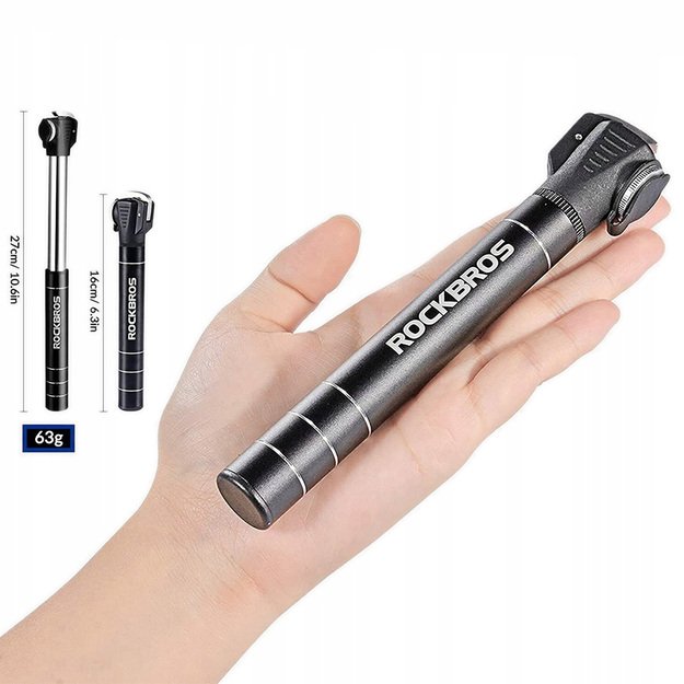 Rockbros JG-1040B bicycle pump small - black 1