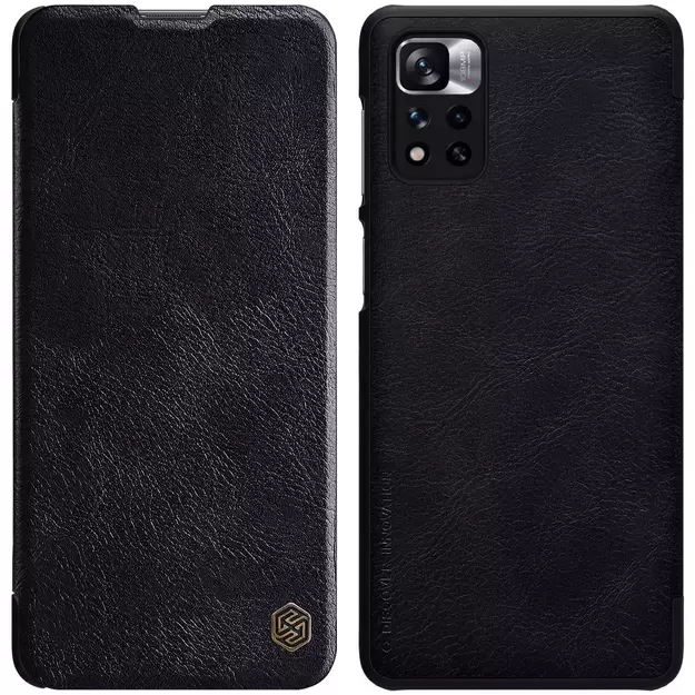 Nillkin Qin Case Case for Xiaomi Redmi Note 11 Pro+ (China) / Redmi Note 11 Pro (China) / Mi11i HyperCharge Camera Protector Holster Cover Flip Case Black