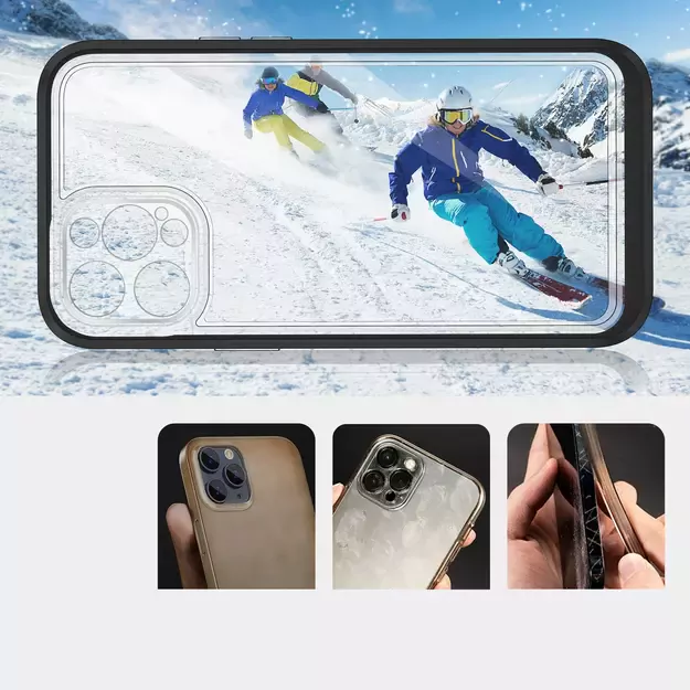 Clear 3in1 case for iPhone 12 Pro frame gel cover black 2