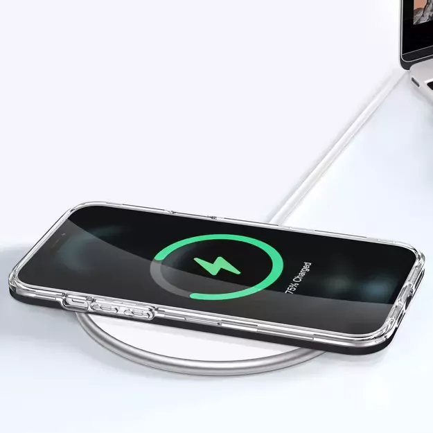 Clear 3in1 case for iPhone 12 Pro frame gel cover black 7