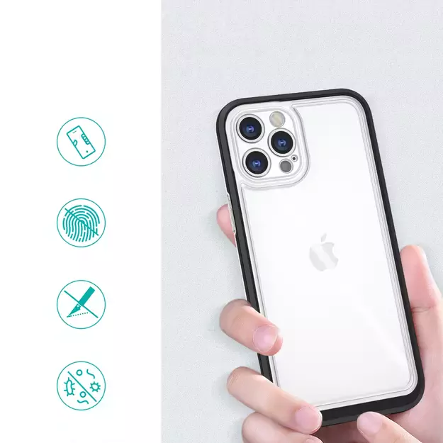 Clear 3in1 case for iPhone 12 Pro frame gel cover black 1