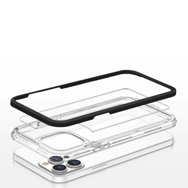 Clear 3in1 case for iPhone 13 Pro frame gel cover black 10