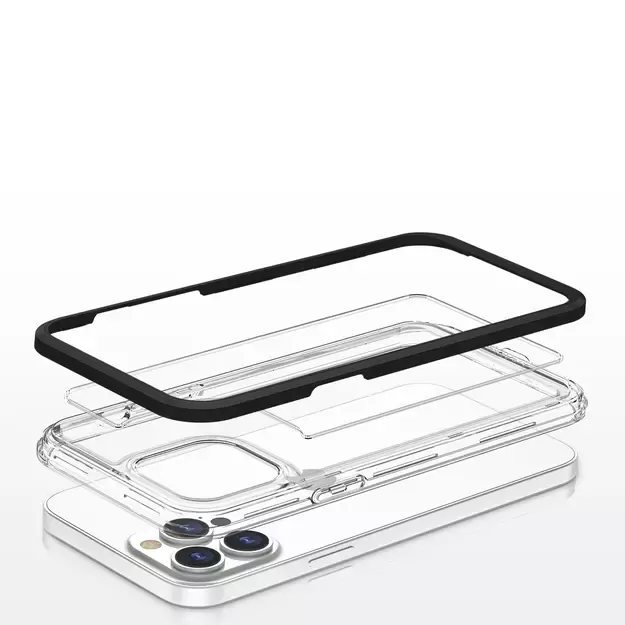 Clear 3in1 case for iPhone 13 Pro frame gel cover black 4
