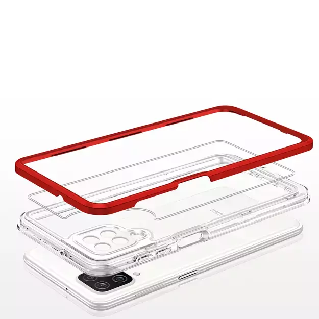 Clear 3in1 Case for Samsung Galaxy A22 4G Frame Gel Cover Red 4
