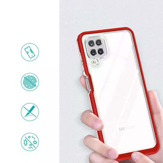 Clear 3in1 Case for Samsung Galaxy A22 4G Frame Gel Cover Red 1