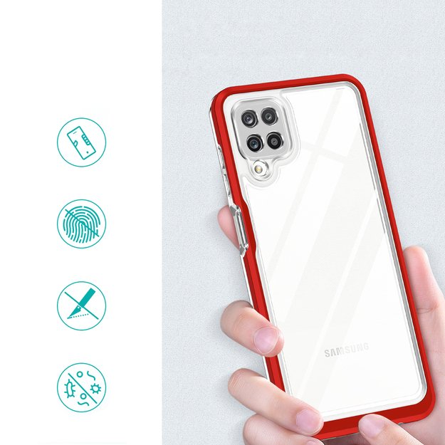 Clear 3in1 Case for Samsung Galaxy A22 4G Frame Gel Cover Red 6