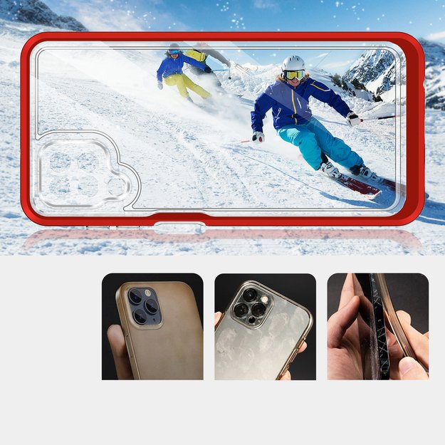 Clear 3in1 Case for Samsung Galaxy A22 4G Frame Gel Cover Red 8