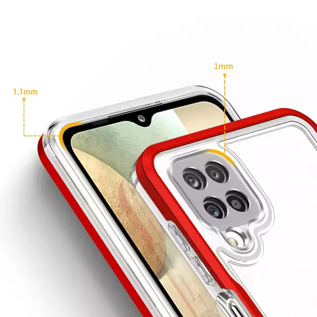Clear 3in1 Case for Samsung Galaxy A22 4G Frame Gel Cover Red 3