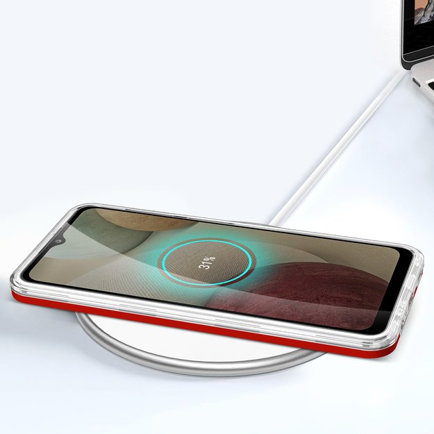 Clear 3in1 Case for Samsung Galaxy A22 4G Frame Gel Cover Red 12