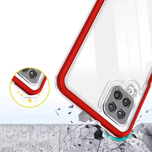 Clear 3in1 Case for Samsung Galaxy A22 4G Frame Gel Cover Red 5
