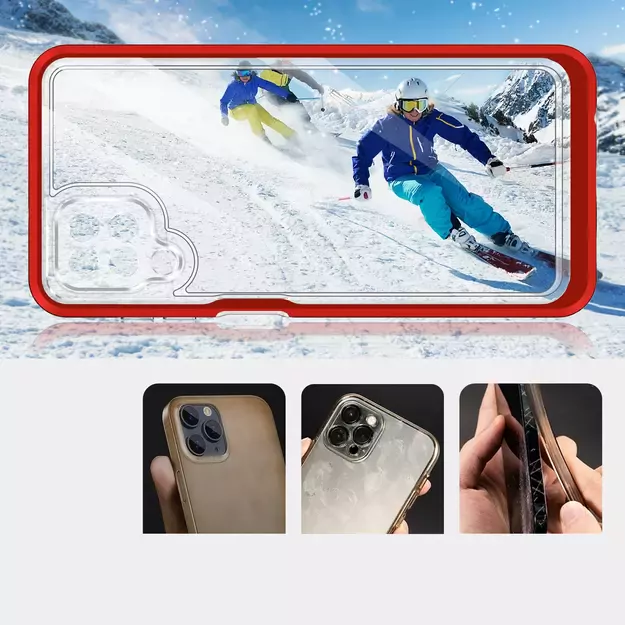 Clear 3in1 Case for Samsung Galaxy A22 4G Frame Gel Cover Red 2