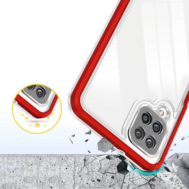 Clear 3in1 Case for Samsung Galaxy A22 4G Frame Gel Cover Red 11
