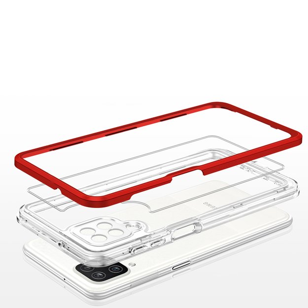 Clear 3in1 Case for Samsung Galaxy A22 4G Frame Gel Cover Red 10