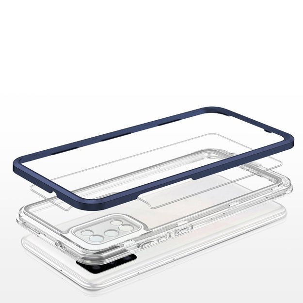 Clear 3in1 case for Samsung Galaxy A03s (166) frame gel cover blue 10