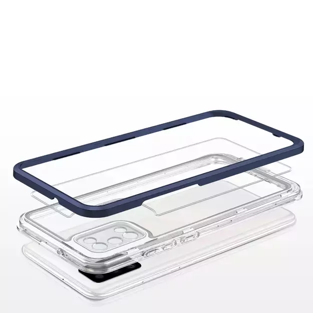 Clear 3in1 case for Samsung Galaxy A03s (166) frame gel cover blue 4