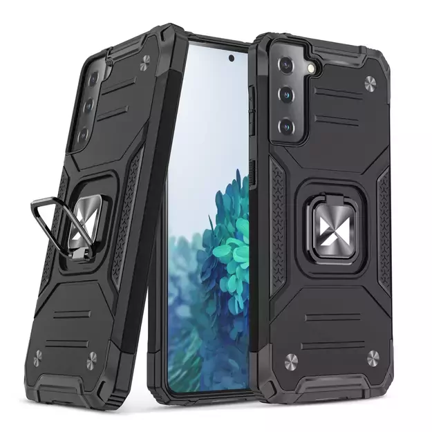 Wozinsky Ring Armor Tough Hybrid Case Cover + Magnetic Mount for Samsung Galaxy S22 Ultra gold 1