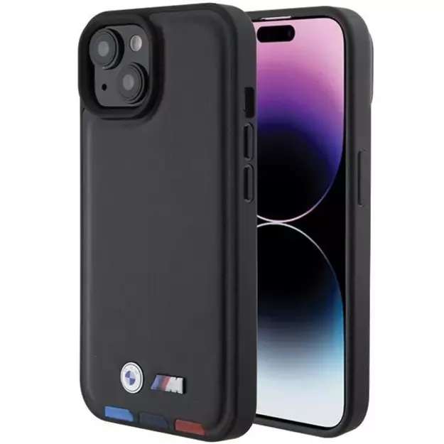 BMW BMHCP15S22PTDK iPhone 15 6.1&quot  black/black Leather Stamp Tricolor
