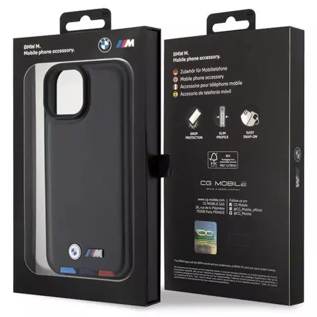 BMW BMHCP15S22PTDK iPhone 15 6.1&quot  black/black Leather Stamp Tricolor 7