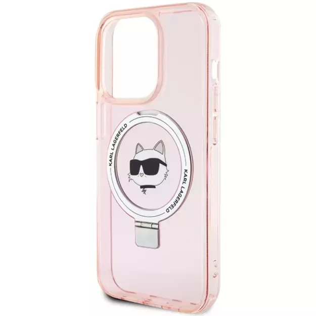 Karl Lagerfeld KLHMP15LHMRSCHP iPhone 15 Pro 6.1&quot  pink/pink hardcase Ring Stand Choupette Head MagSafe 4