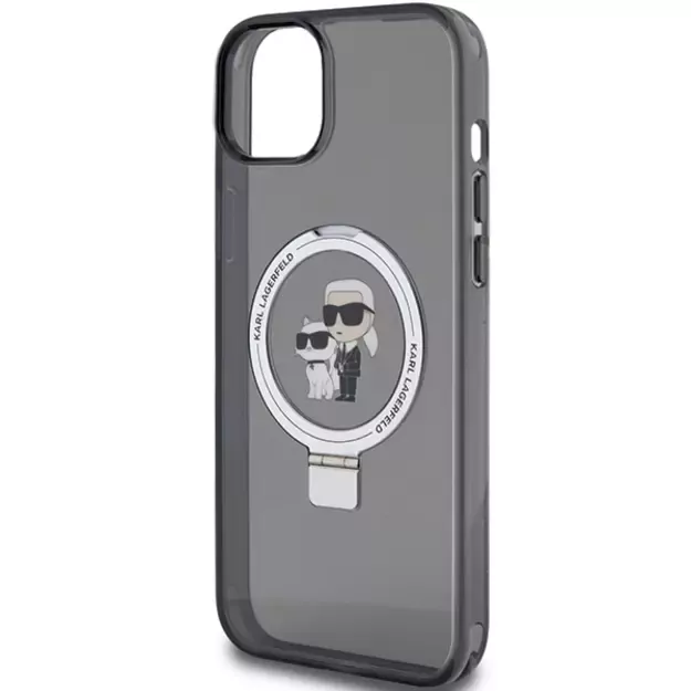 Karl Lagerfeld KLHMP15SHMRSKCK iPhone 15 6.1&quot  black/black hardcase Ring Stand Karl&amp Choupette MagSafe 5