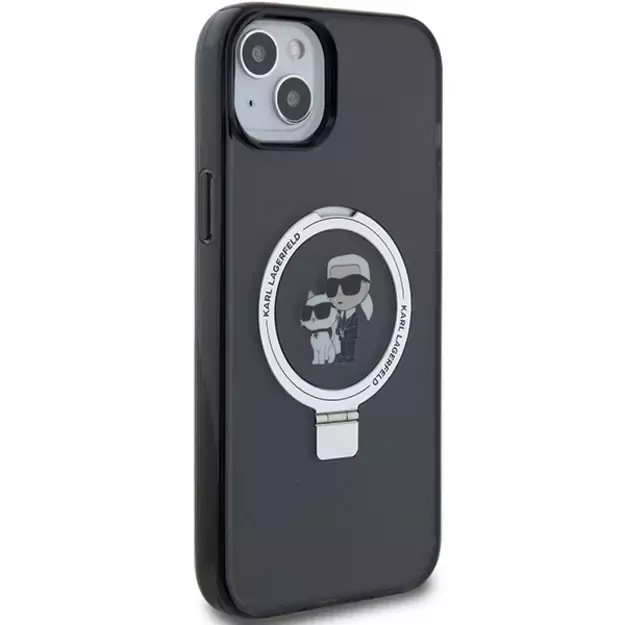 Karl Lagerfeld KLHMP15SHMRSKCK iPhone 15 6.1&quot  black/black hardcase Ring Stand Karl&amp Choupette MagSafe 3