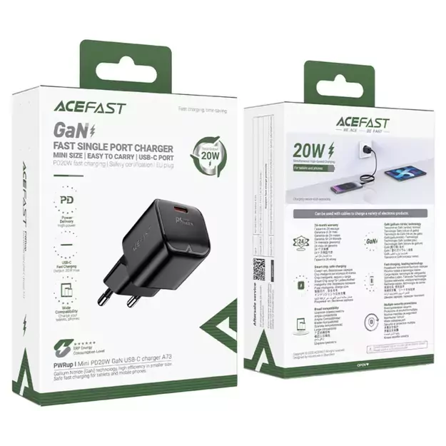 Acefast A73 Mini PD 20W GaN USB-C wall charger - black 10