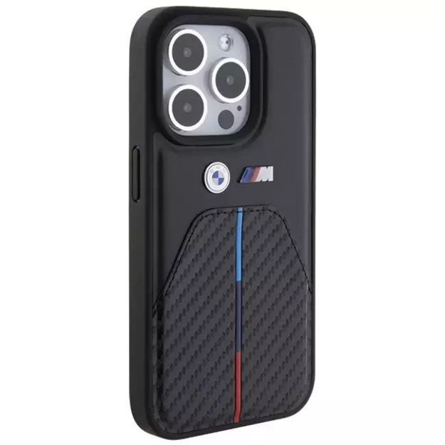 BMW Stamped Tricolor Stripe iPhone 15 Pro Case - Black 13