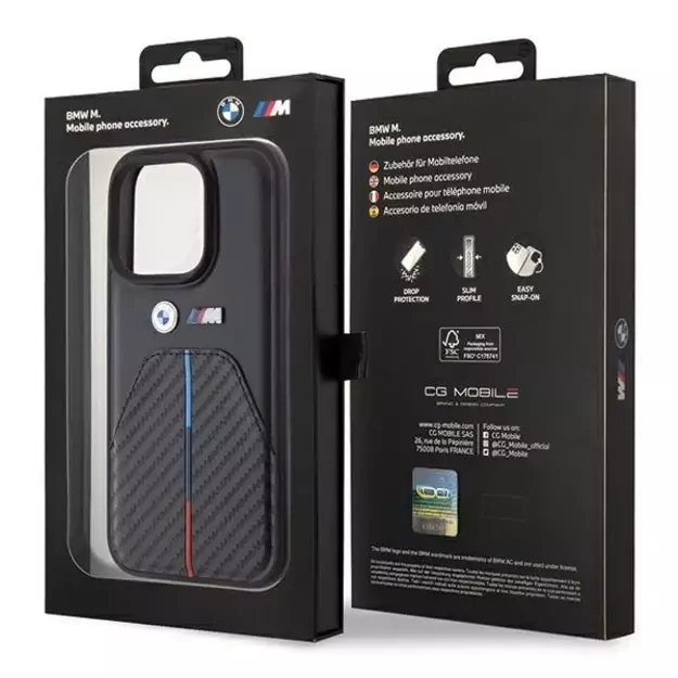 BMW Stamped Tricolor Stripe iPhone 15 Pro Case - Black 3