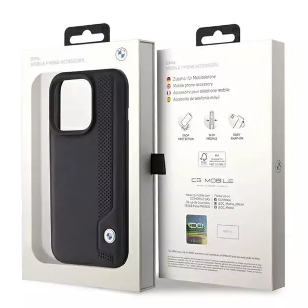 BMW Leather Blue Dots iPhone 15 Pro Max Case - Black 6
